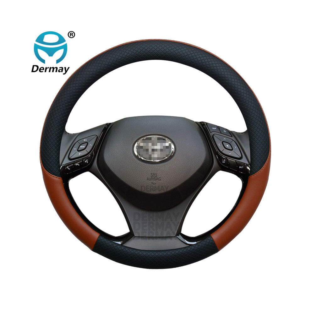 (Brown)Leather Sports Car Steering Wheel Cover For Toyota Chr C-Hr Car Accessories Brown 9319708134513
