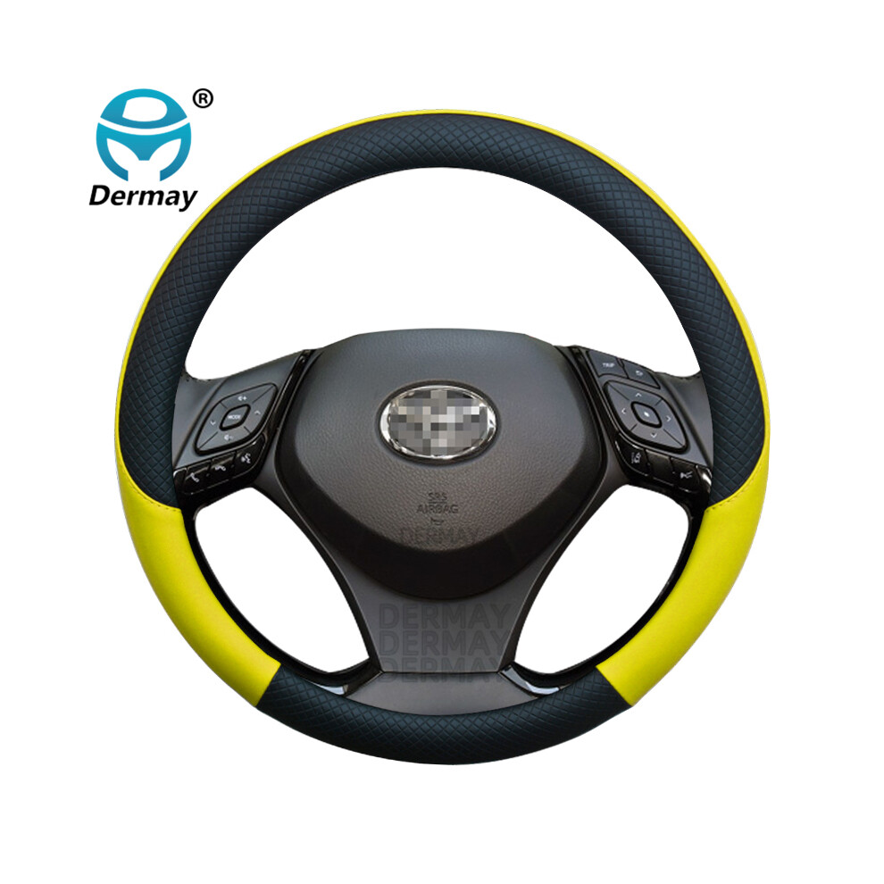 (Yellow)Leather Sports Car Steering Wheel Cover For Toyota Chr C-Hr Car Accessories Yellow 9319708134551