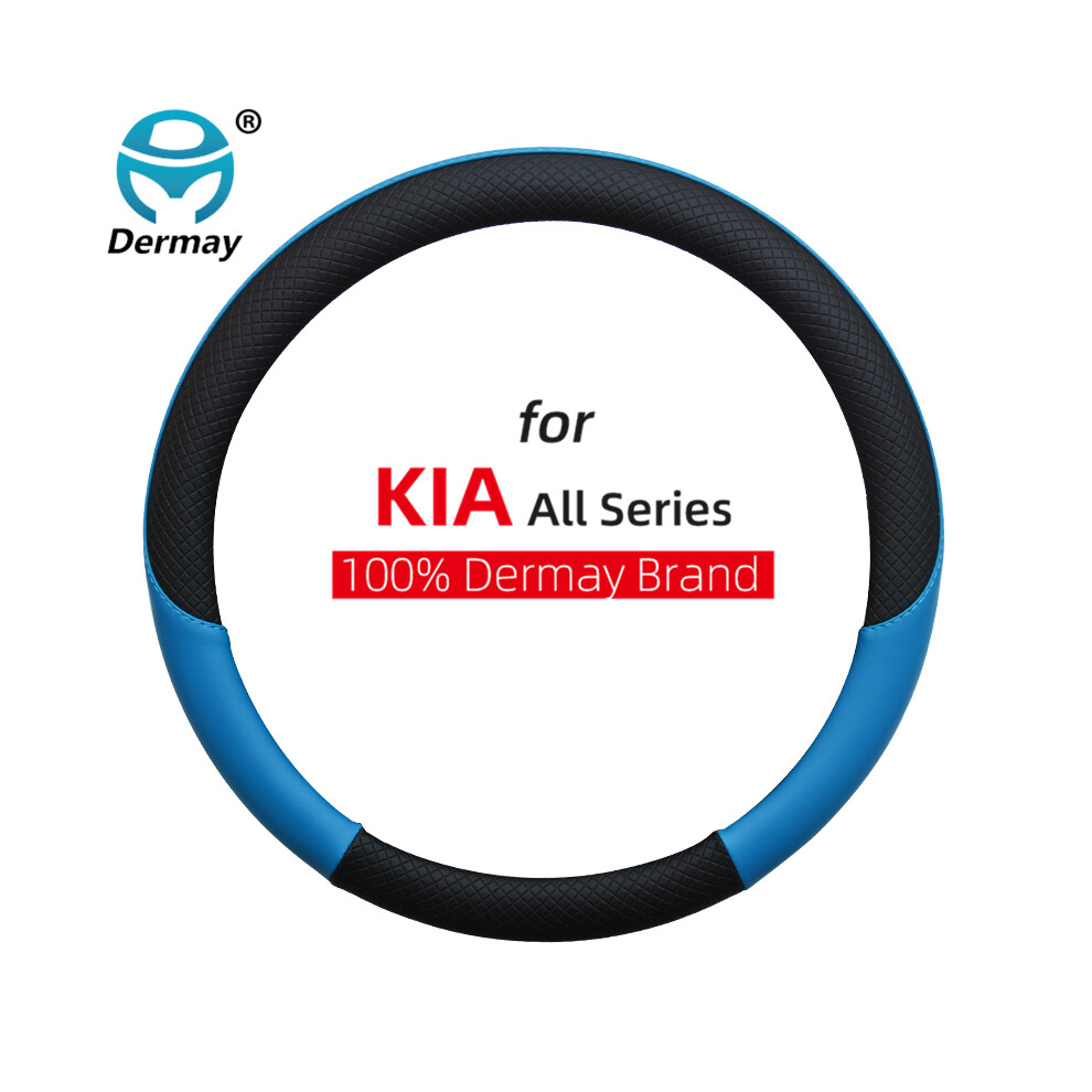 (Blue)Leather Car Steering Wheel Cover Kia Sportage Picanto Sorento Cerato Rio X Line Optima Car Accessories Blue 9319708134575