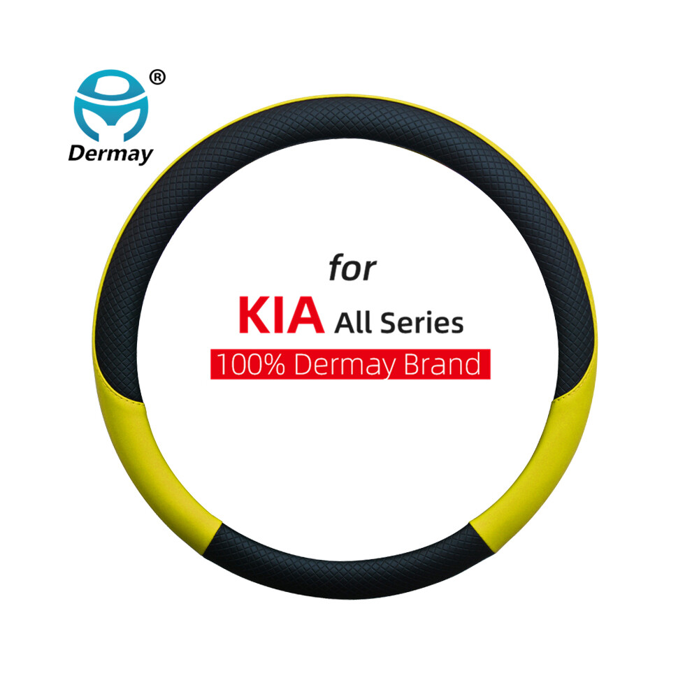 (Yellow)Leather Car Steering Wheel Cover Kia Sportage Picanto Sorento Cerato Rio X Line Optima Yellow 9319708134629