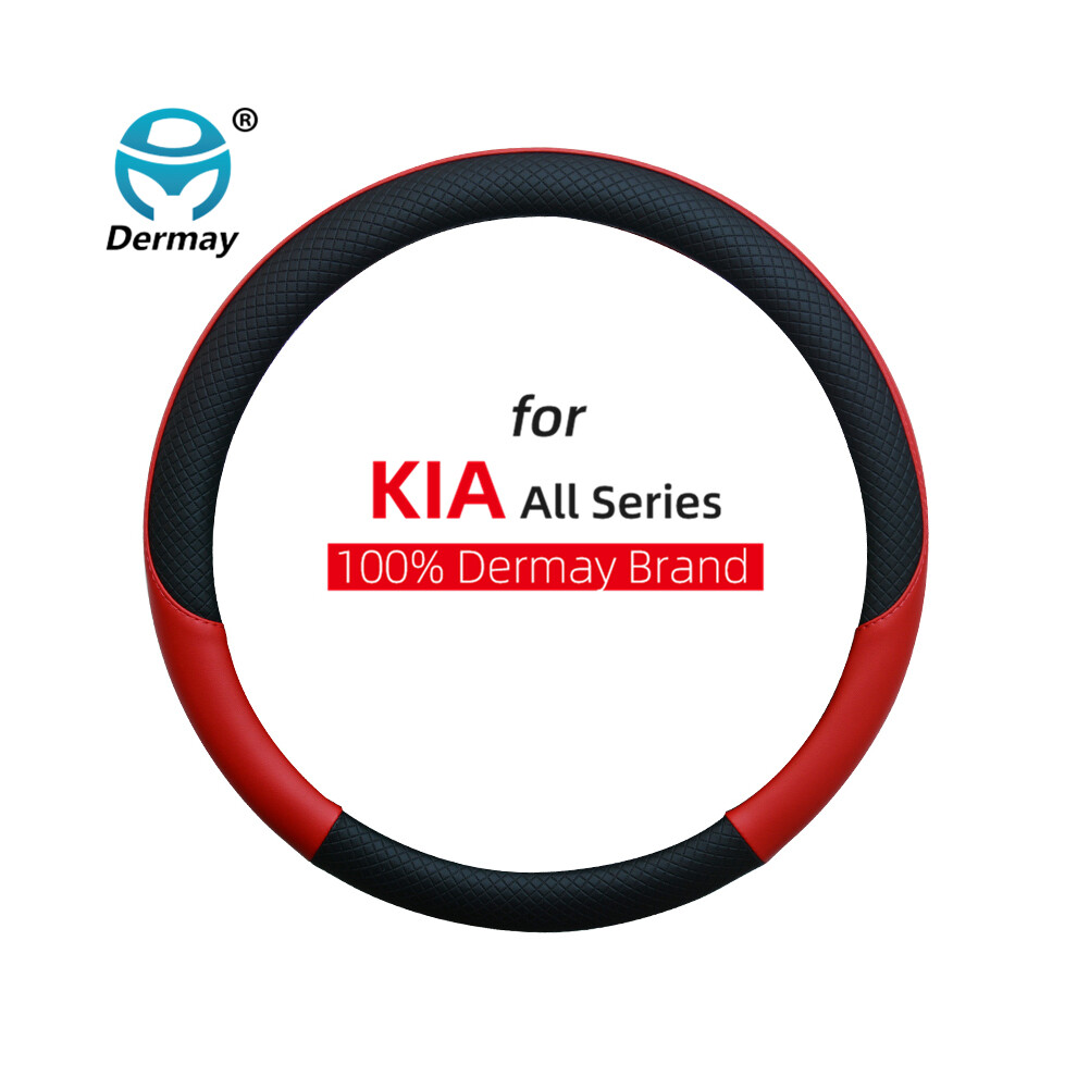(Red)Leather Car Steering Wheel Cover Kia Sportage Picanto Sorento Cerato Rio X Line Optima Red 9319708134605