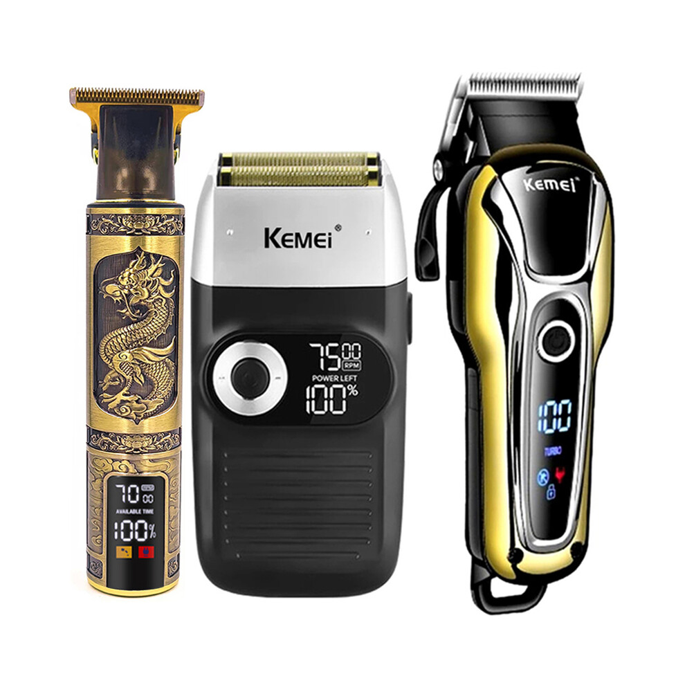 (Combination A)T9 Electric Hair Clipper Hair Clipper T9 Trimmer For Men Razor LCD Display