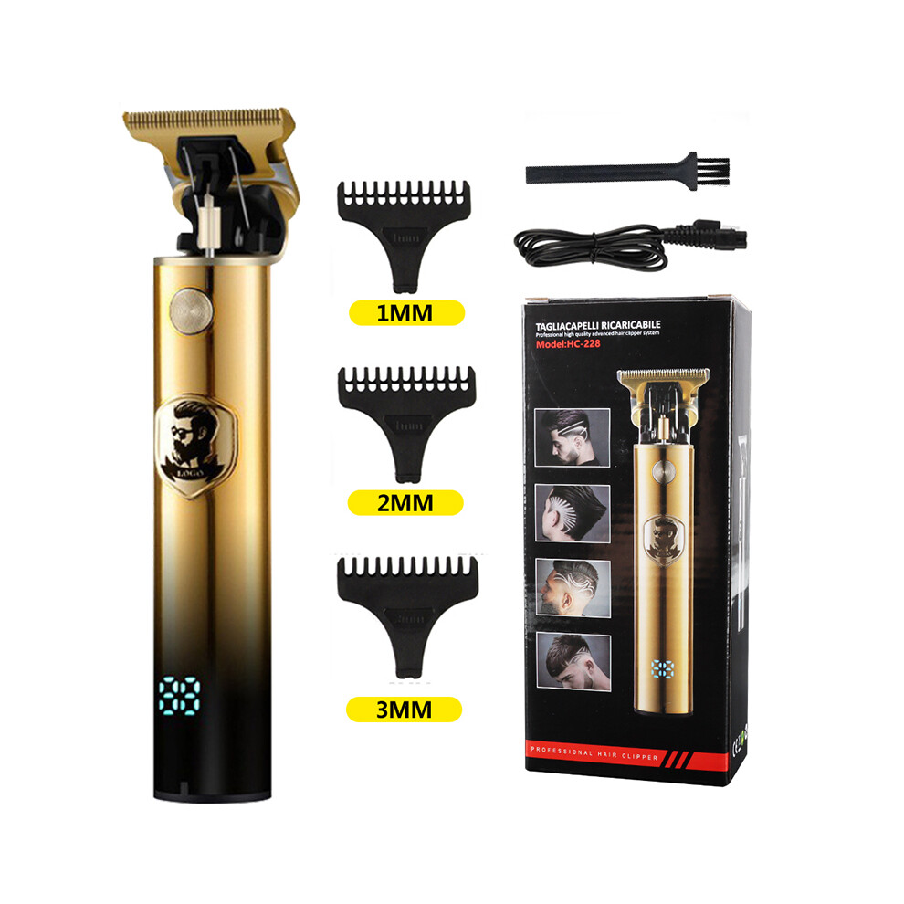 Golden/Grey ( Grey)New T9 0Mm Electric Hair Clipper Beard Trimmer Usb Rechargeable Professional Men's