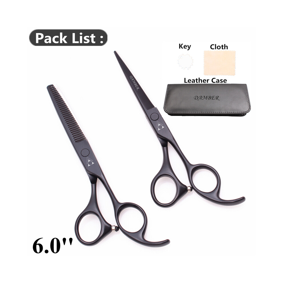 (1008 Hei Dui 6.0B25)5.5 6.0 Professional Hairdressing Scissors Hair Thinning Barber Scissors Set Hair