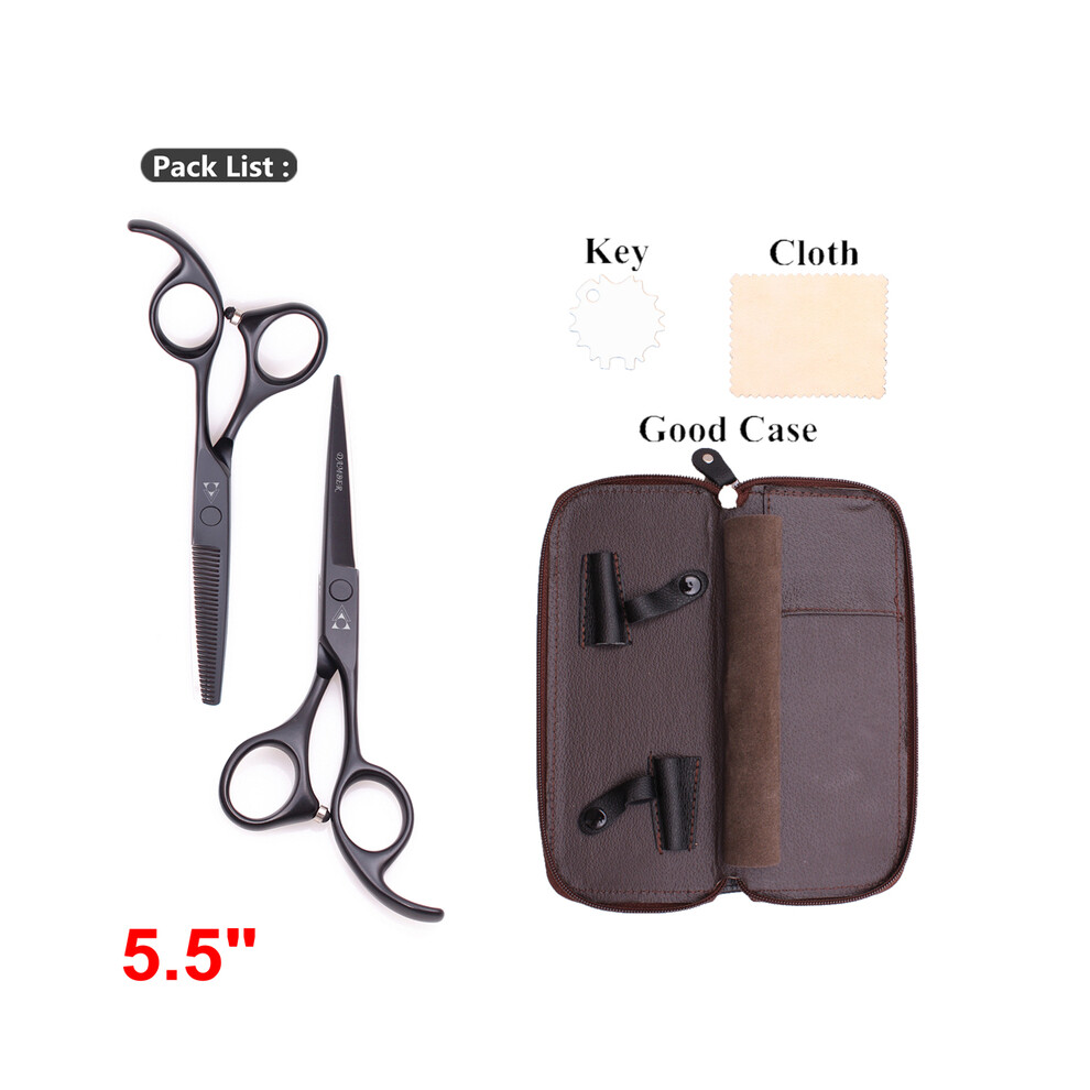 (1008 Hei Dui 5.5 Bao)5.5 6.0 Professional Hairdressing Scissors Hair Thinning Barber Scissors Set Hair