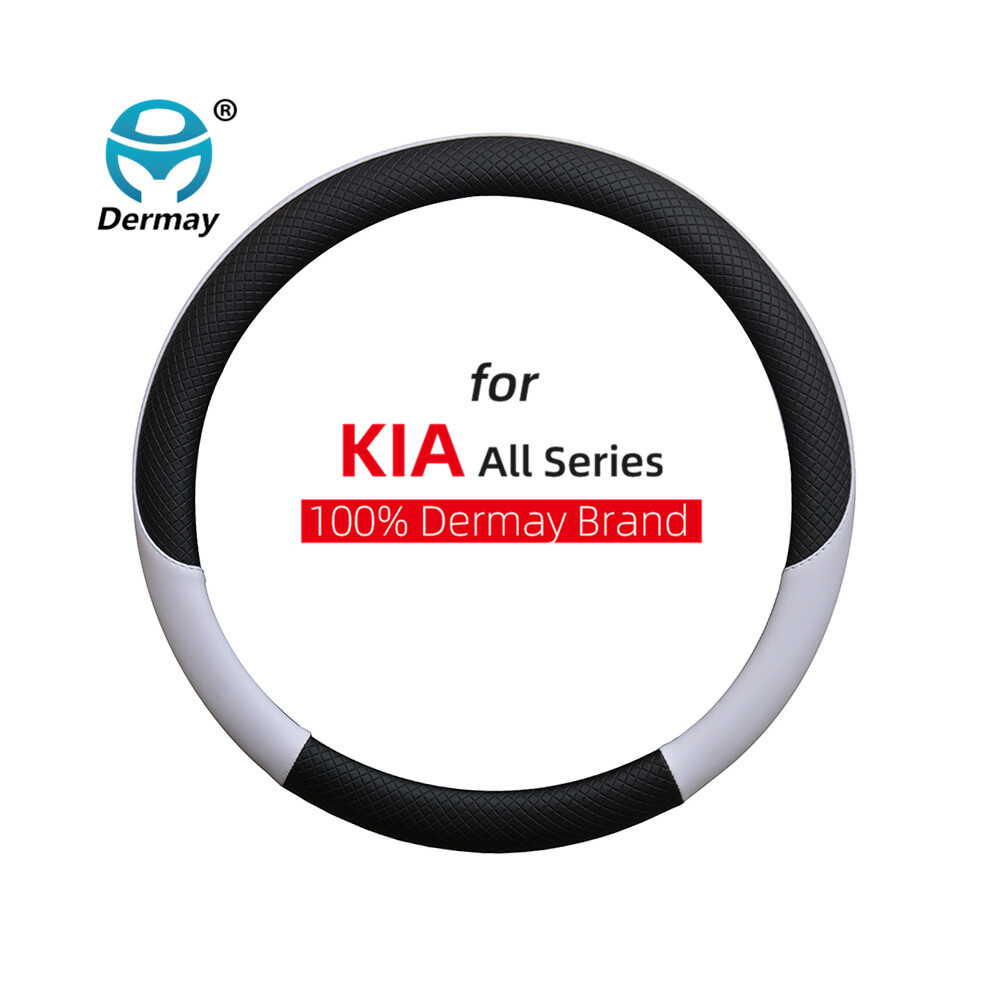 (White)Leather Car Steering Wheel Cover Kia Sportage Picanto Sorento Cerato Rio X Line Optima White 9319708134612