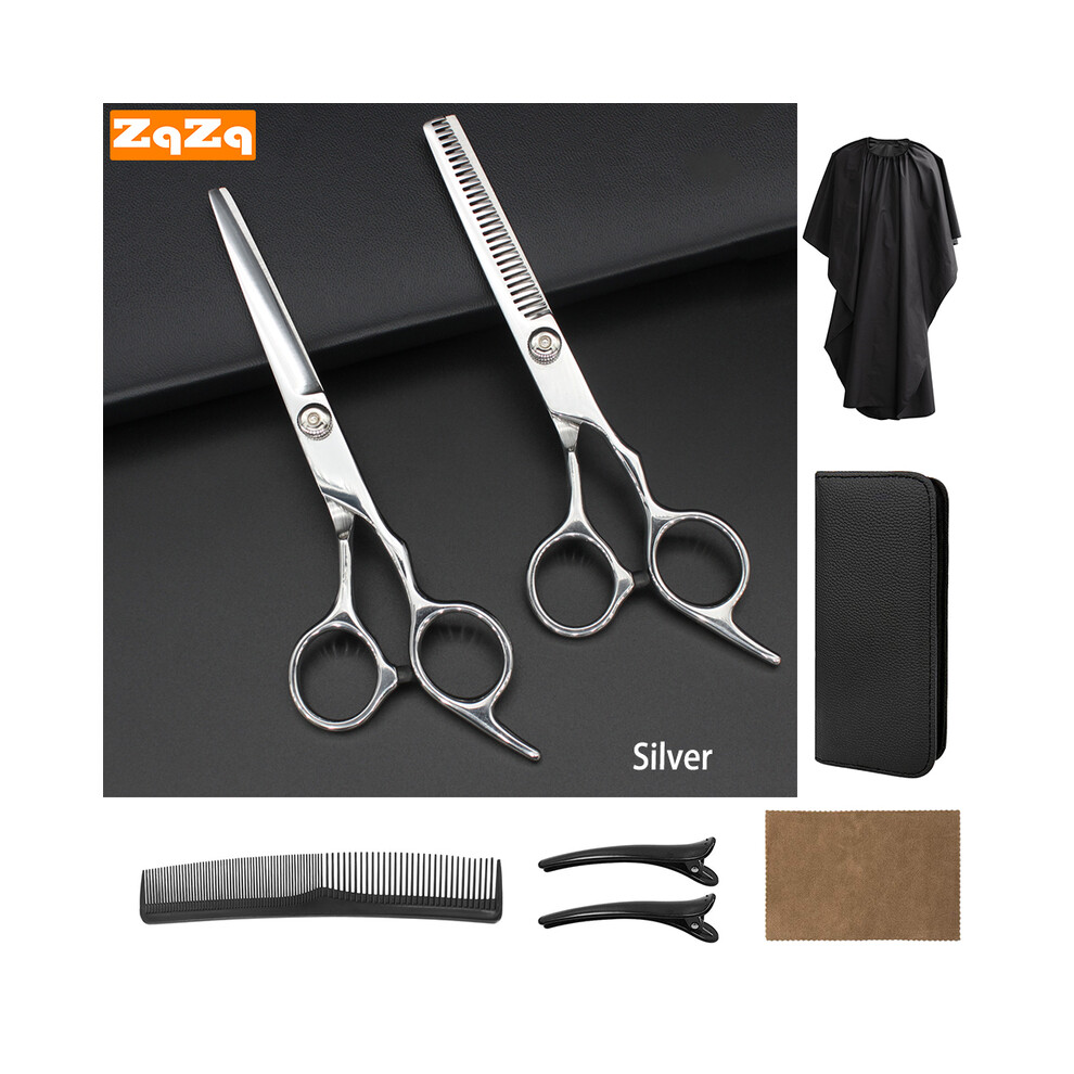 Silver (Silver)Hair Cutting Scissors Set Professional Hair Cutting Scissors Set With Thinning Scissors Barber