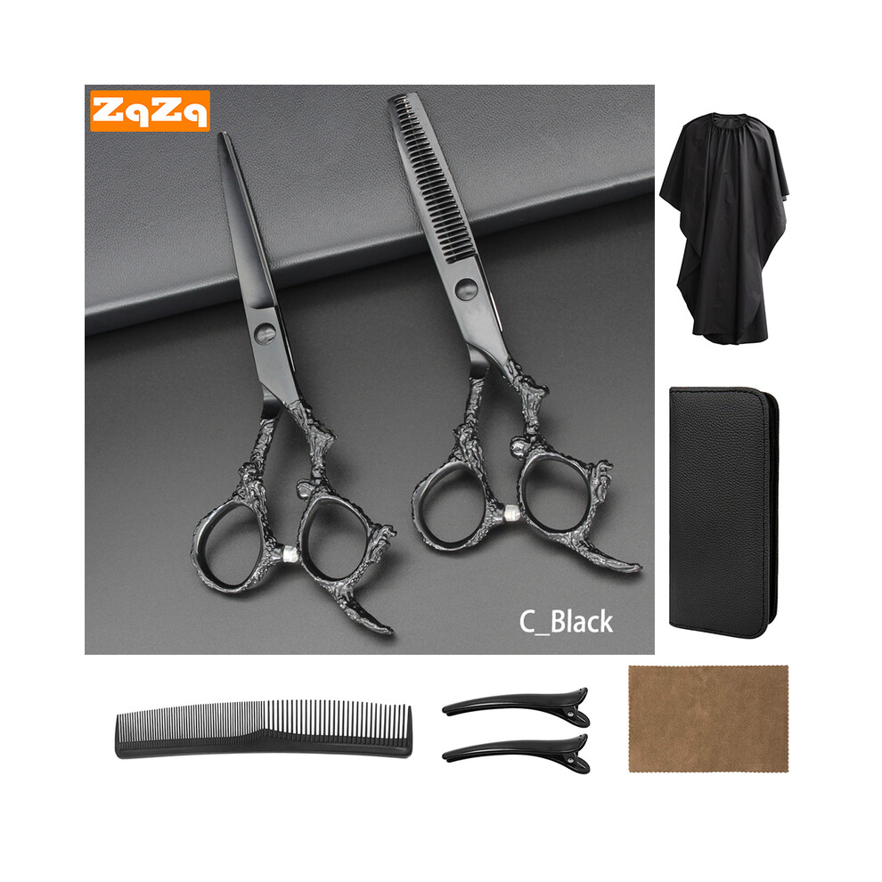 Black (C-) Haircutting Scissors Set Professional Haircutting Scissors Set With Thinning Scissors Hairdressing