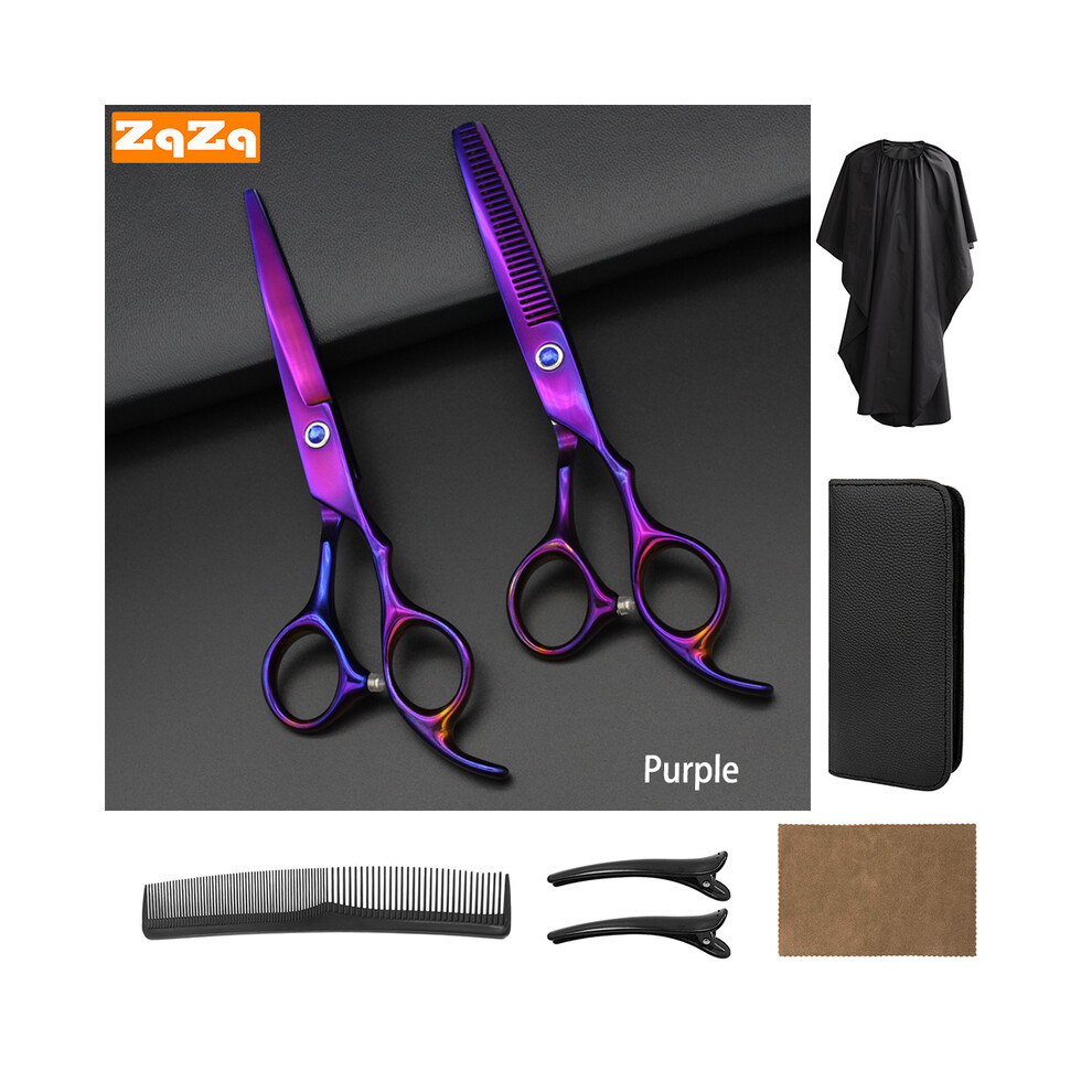 Purple (Purple) Haircut Scissors Set Professional Haircut Scissors Set With Thinning Scissors Hairdressing
