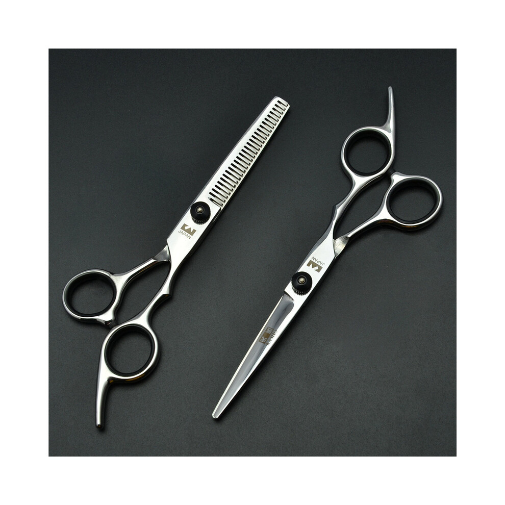 Black ( Flat And Tooth)Professional Hairdressing Scissors 6.0 Inch Japan 440C Original Barber Scissors