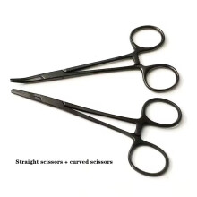 (Curved Scissors) 2pcs Pet Ear Tweezers Professional Stainless Steel Cat