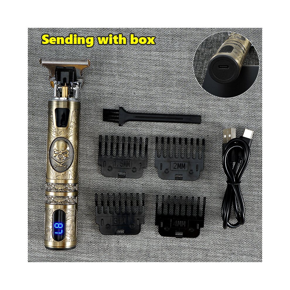 (skull LCD box) Vintage T9 electric hair clipper professional hair clipper
