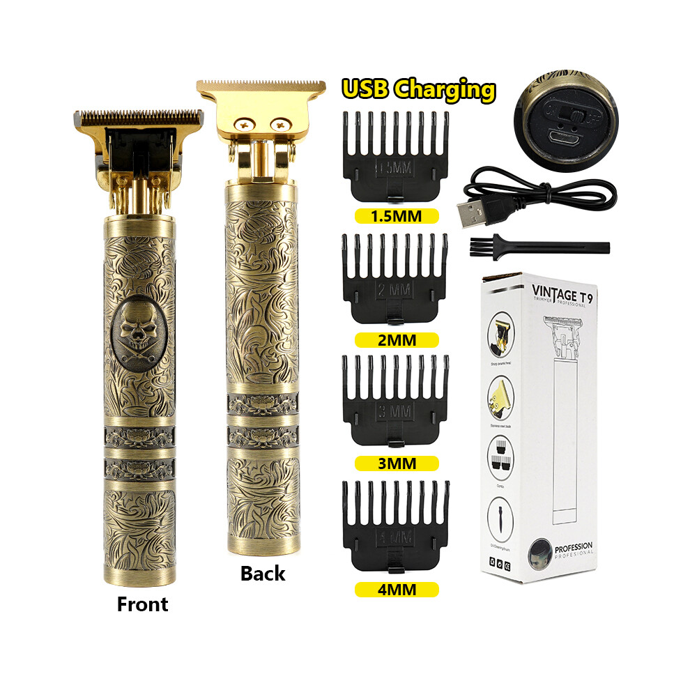 (Skull-USB-Box)LCD Hair Clippers Professional Hair Clipper Beard Trimmer for Men Barber Electric Shaver