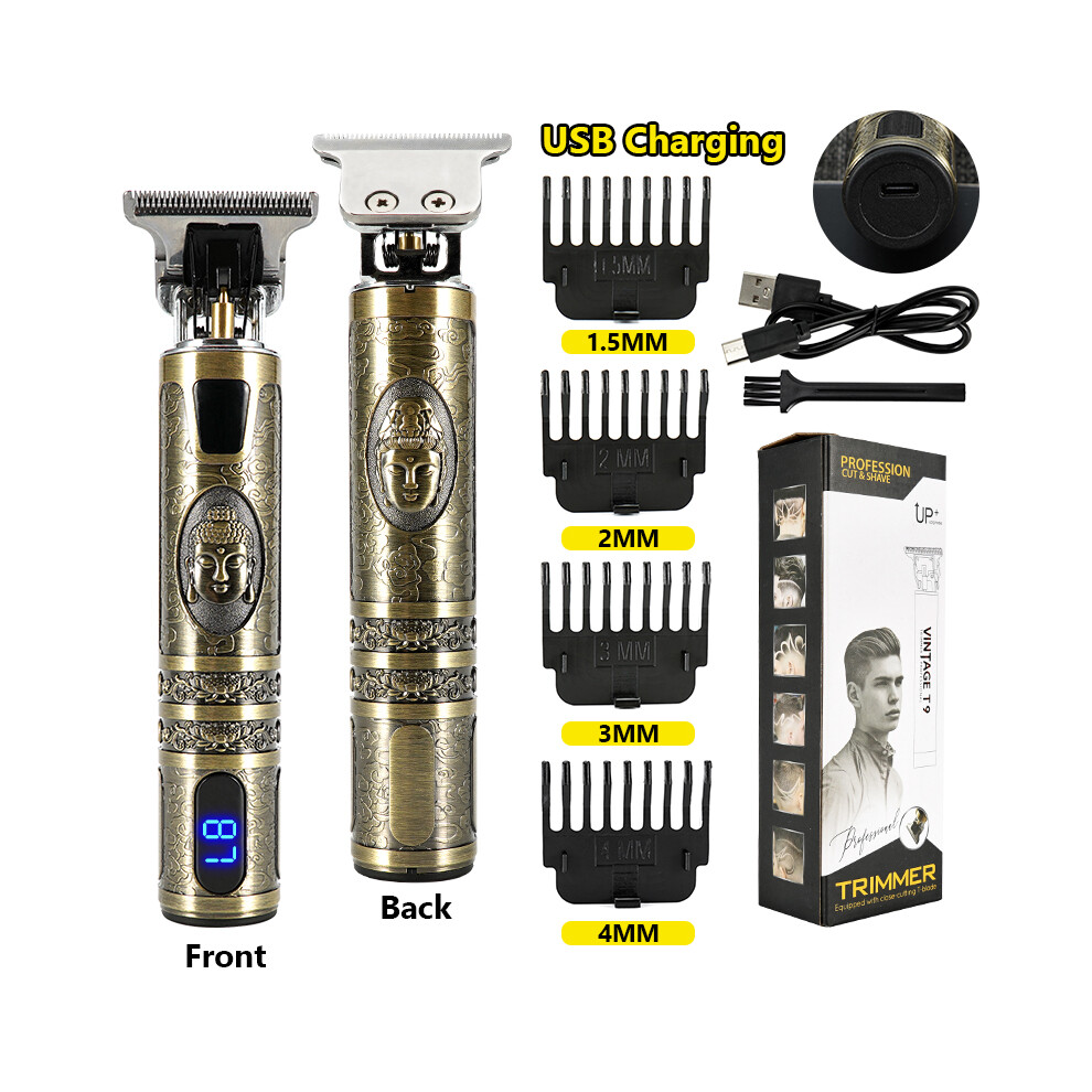 (LCD-Buddha-USB-Box)LCD Hair Clippers Professional Hair Clipper Beard Trimmer for Men Barber
