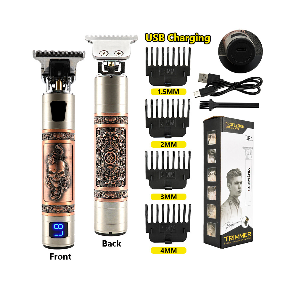 (LCD-Skull-USB-Box)LCD Hair Clippers Professional Hair Clipper Beard Trimmer for Men Barber