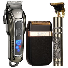 (3)Professional Barber Hair Cutting Kit Rechargeable Electric Trimming Machine Beard Trimmer