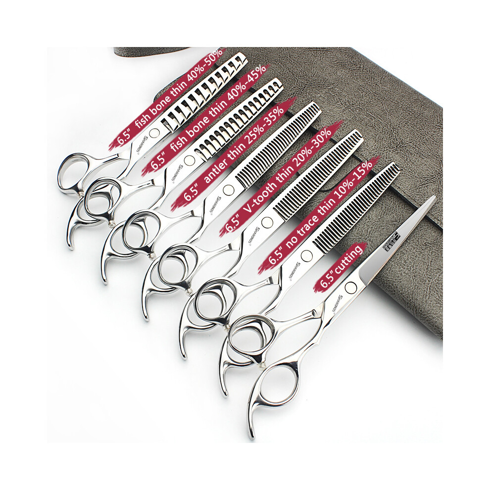 (6.5 Inch 6 PC)s 6/6.5/7/7.5 Inch Hair Cutting Thinning Scissors Fishbone Hairdressing Tools Hairdresser