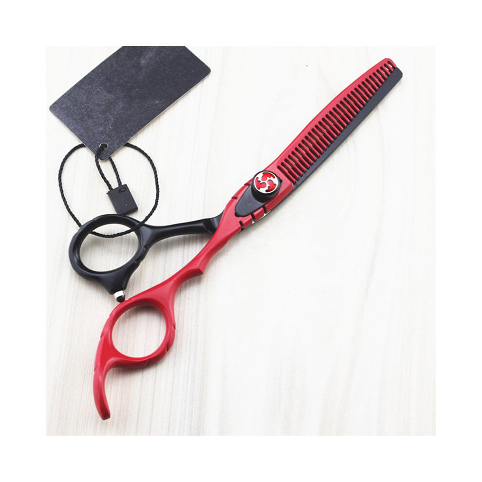 Red (Thinning) Professional Japan 440C 6'' Hair Cutting Scissors Hair Cutting Thinning Barber