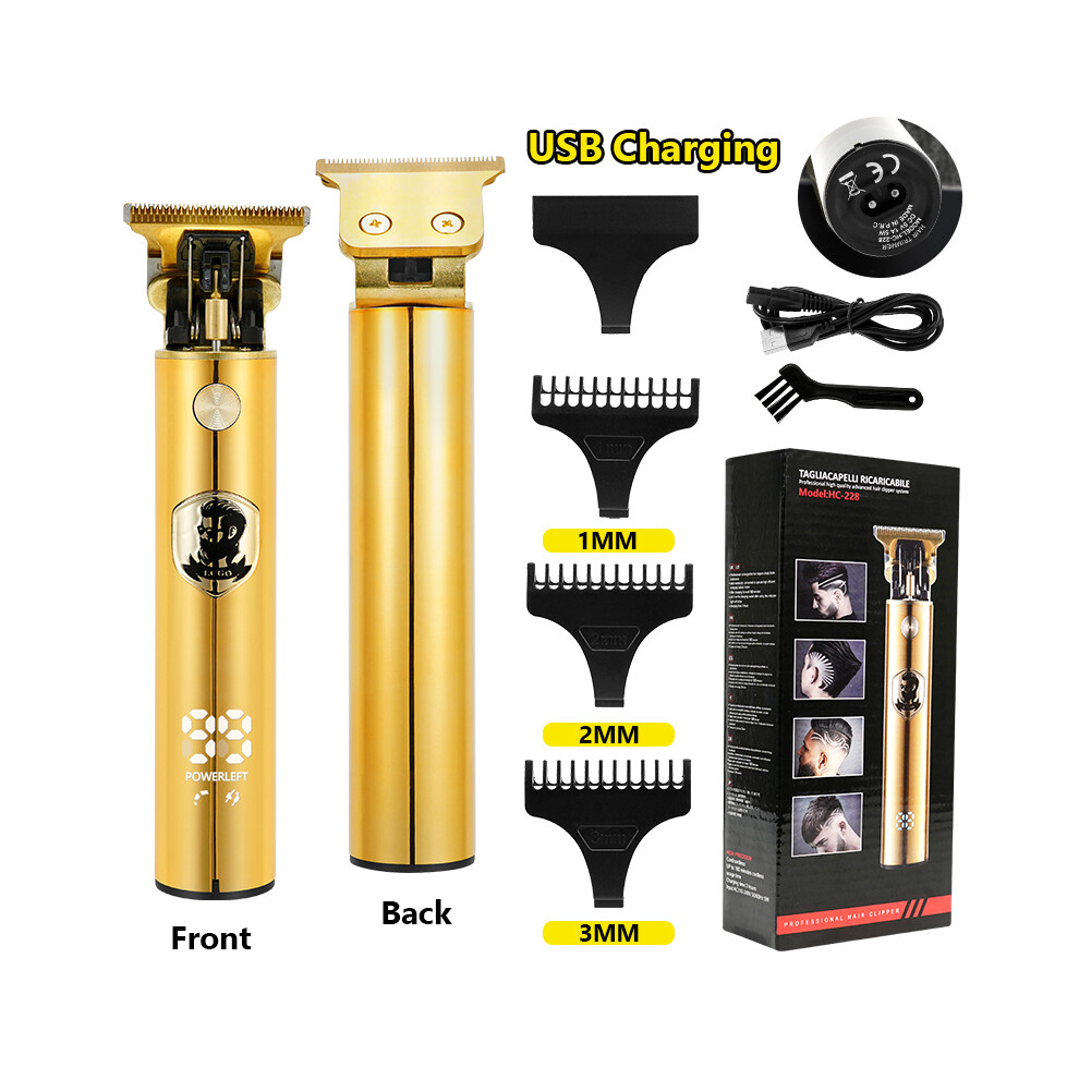 Gold (Lcd Box)Lcd Hair Clippers Professional Hair Clipper Beard Trimmer For Men Barber
