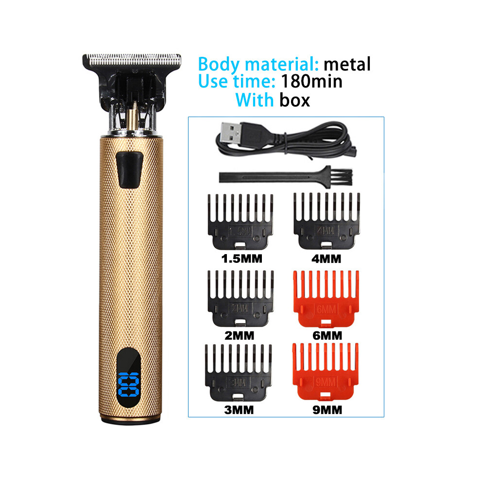 Gold ( Lcd)T9 Electric Hair Clipper Hair Clipper For Men Hair Cutting Rechargeable Electric