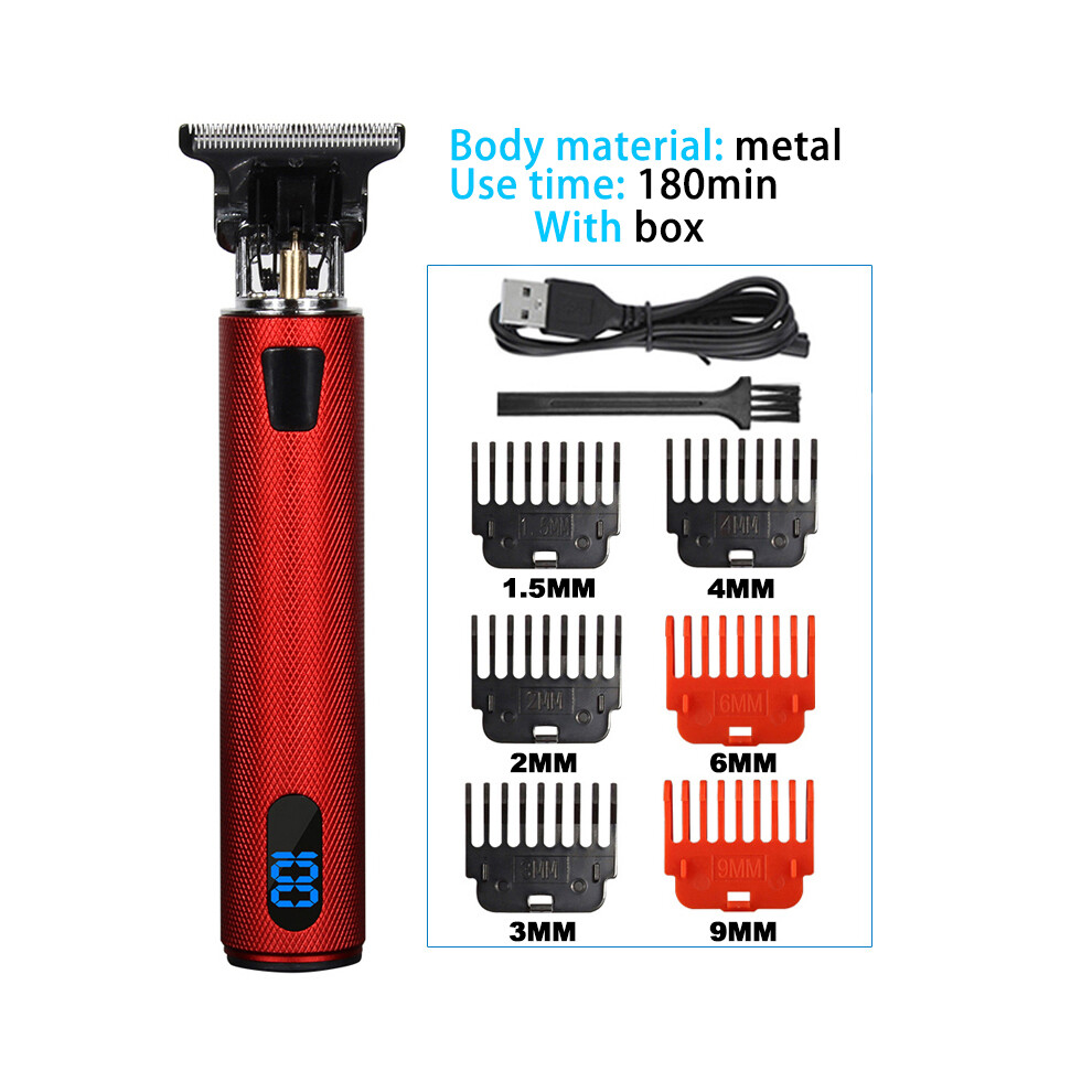 Red ( Lcd)T9 Electric Hair Clipper Hair Clipper For Men Hair Cutting Rechargeable Electric