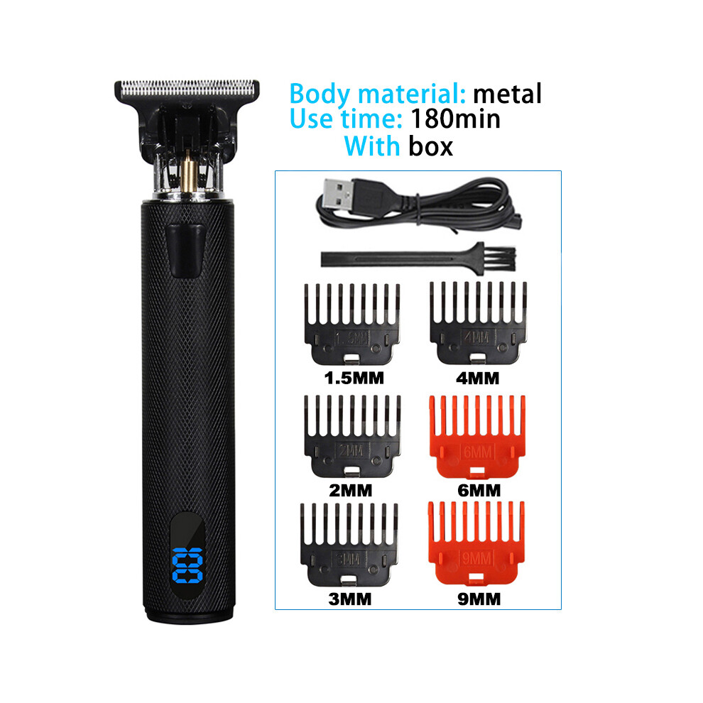 Black ( Lcd)T9 Electric Hair Clipper Hair Clipper For Men Haircut Rechargeable Electric