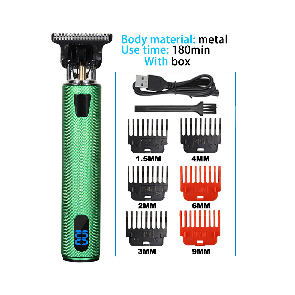 Green ( Lcd)T9 Electric Hair Clipper Hair Clipper For Men Haircut Rechargeable Electric