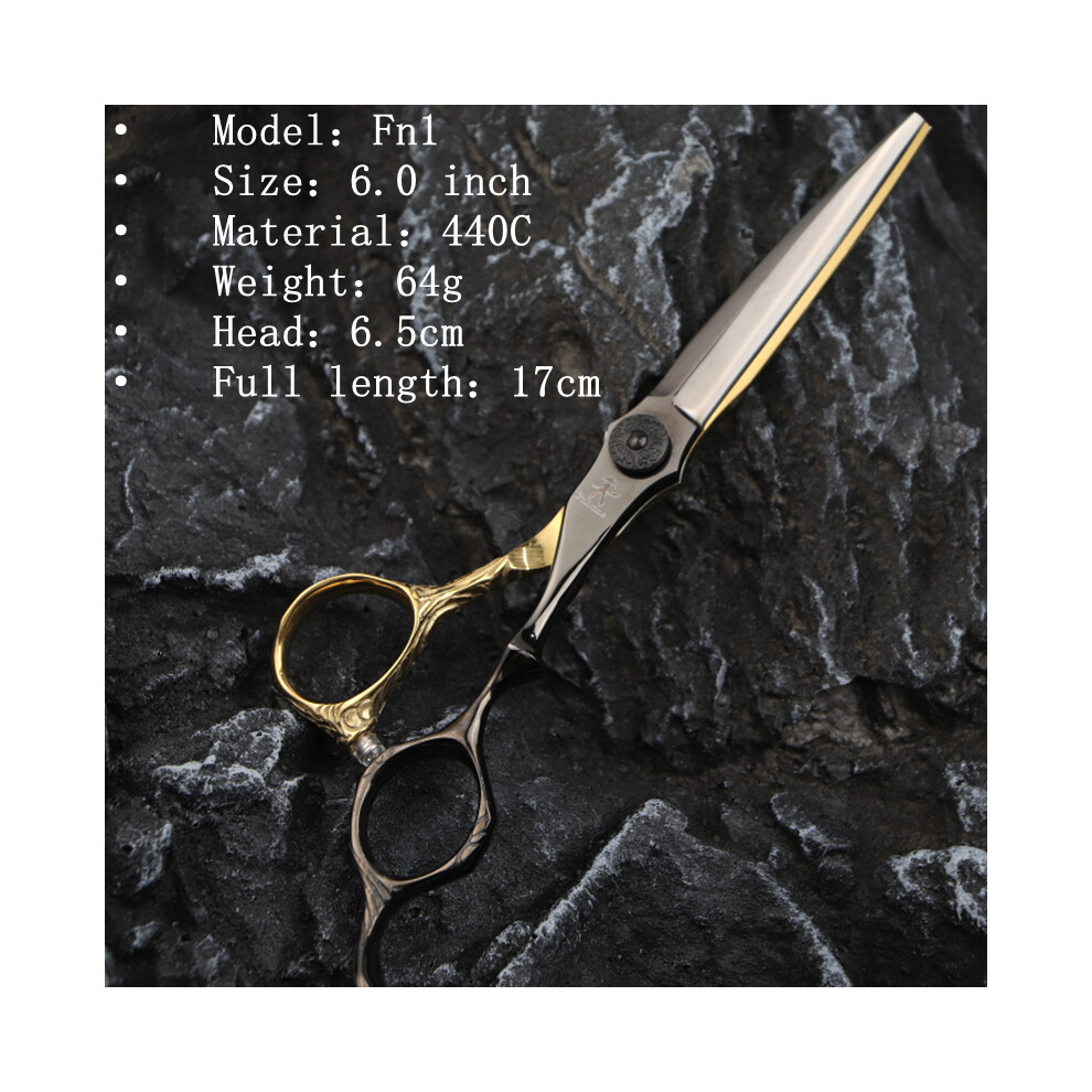 (Fn1)Fnlune 6.0 Professional Hair Salon Scissors Salon Barber Accessories Hair Clipper Thinning Clipper