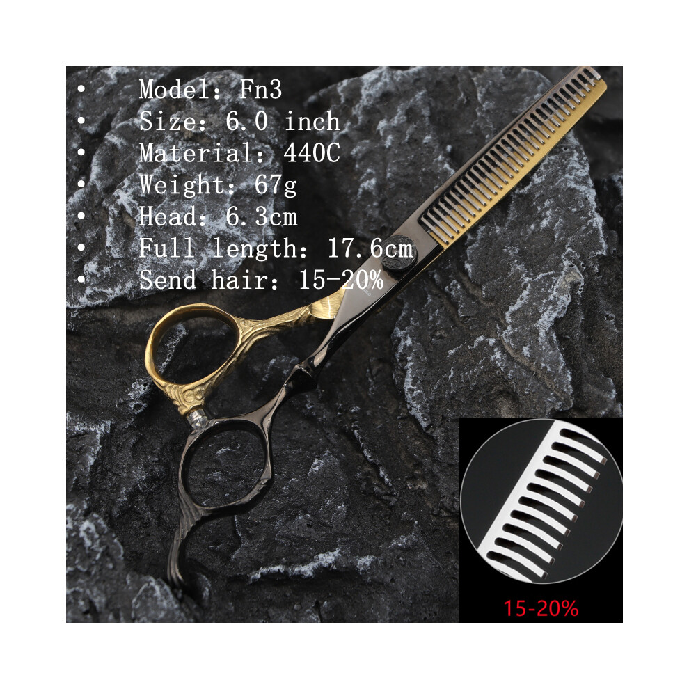 (Fn3)Fnlune 6.0 Professional Hair Salon Scissors Salon Barber Accessories Hair clipper Thinning clipper