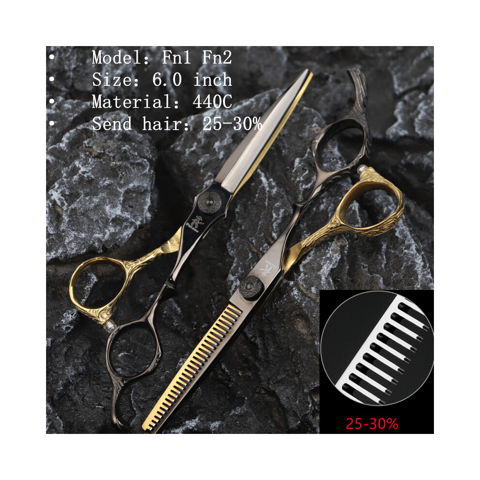 (Fn1 Fn2)Fnlune 6.0 Professional Hair Salon Scissors Salon Barber Accessories Hair clipper Thinning