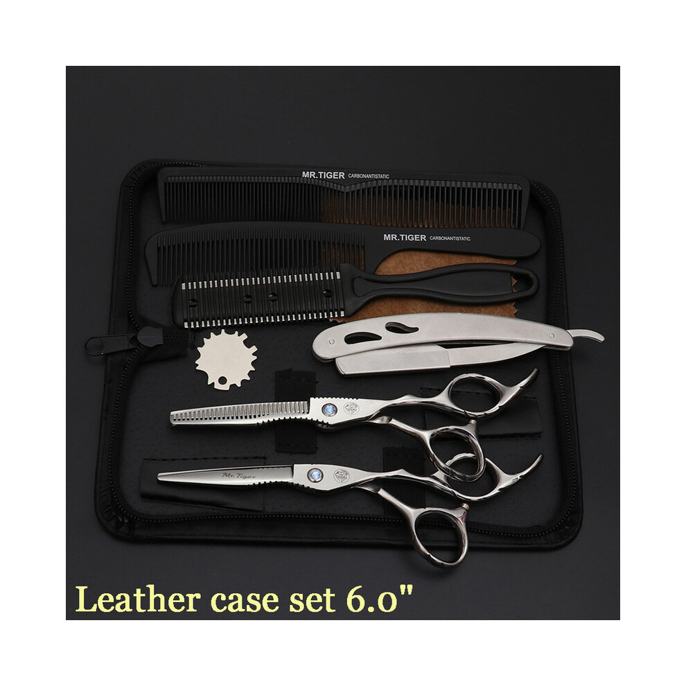 (6.0 CT case2-WW)Japanese Hair Scissors 5.5 6.0 Professional Hairdressing Scissors Thinning Barber Scissors