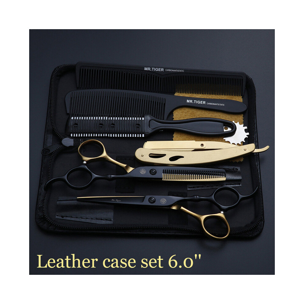 (6.0 CT Case2-HJZJ)Japanese Hair Scissors 5.5 6.0 Professional Hairdressing Scissors Thinning Barber