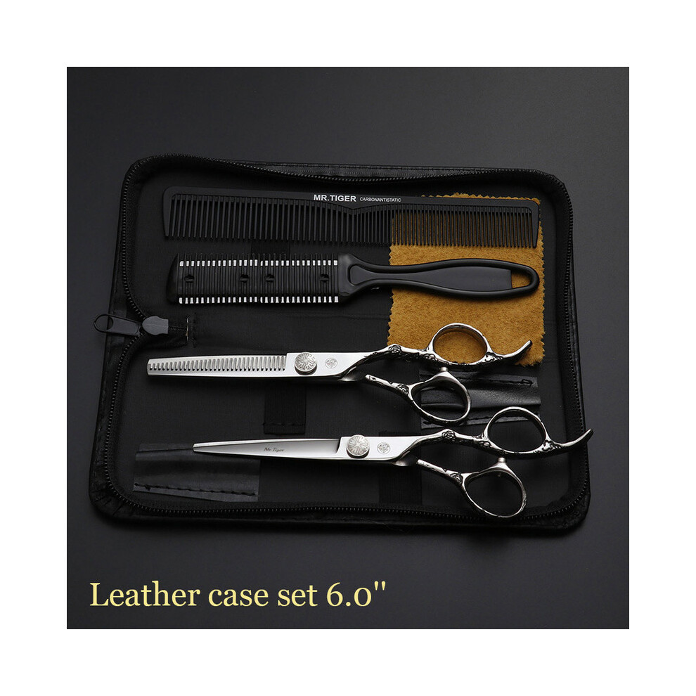 (6.0 CT Case1-LGMH)Japanese Hair Scissors 5.5 6.0 Professional Hairdressing Scissors Thinning Barber
