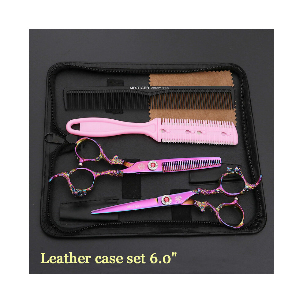 (6.0 CT case1-FSDL)Japanese Hair Scissors 5.5 6.0 Professional Hairdressing Scissors Thinning Barber