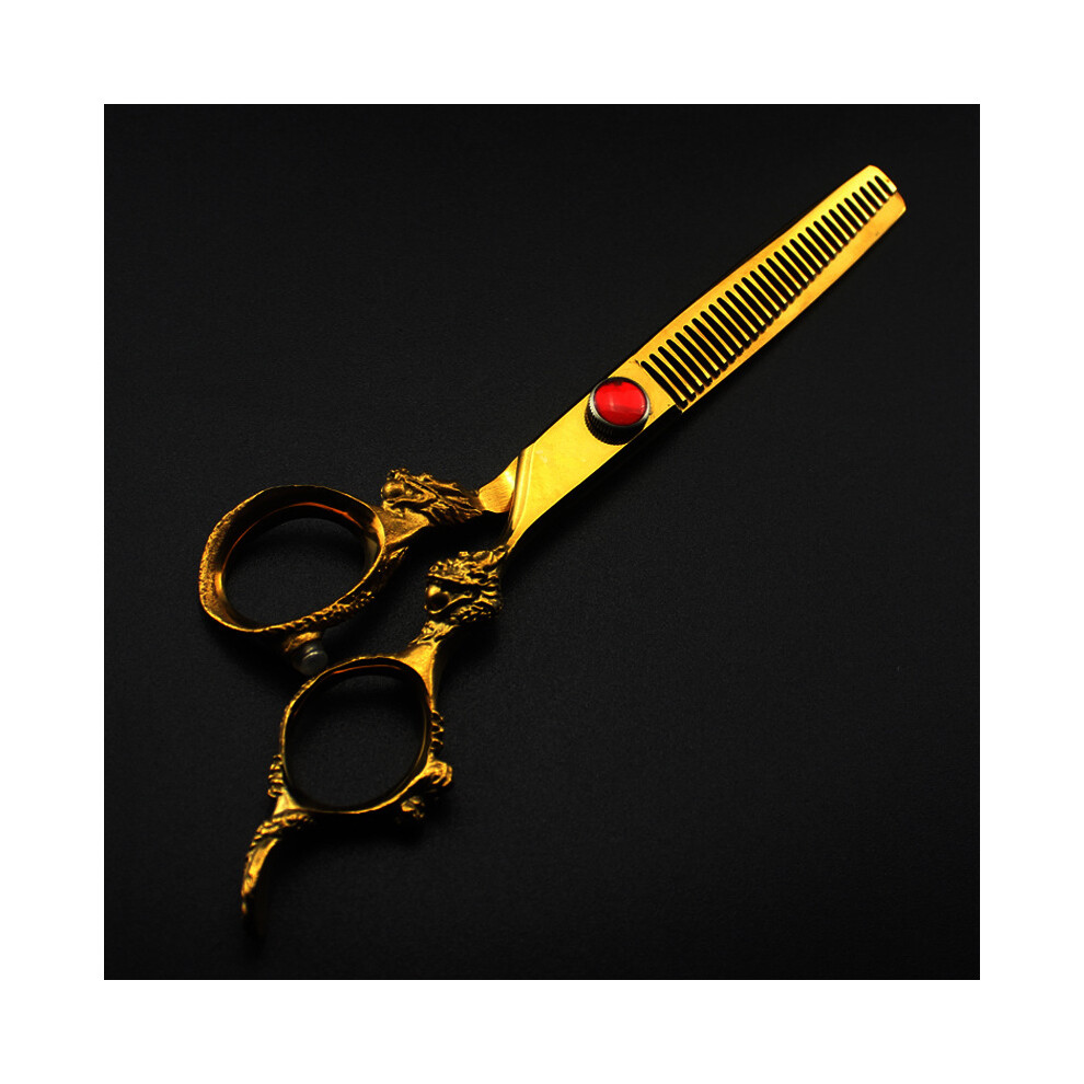 Gold (Thinning) Professional Japan 440C 6'' Dragon Hair Cutting Scissors Hair Cutting Thinning