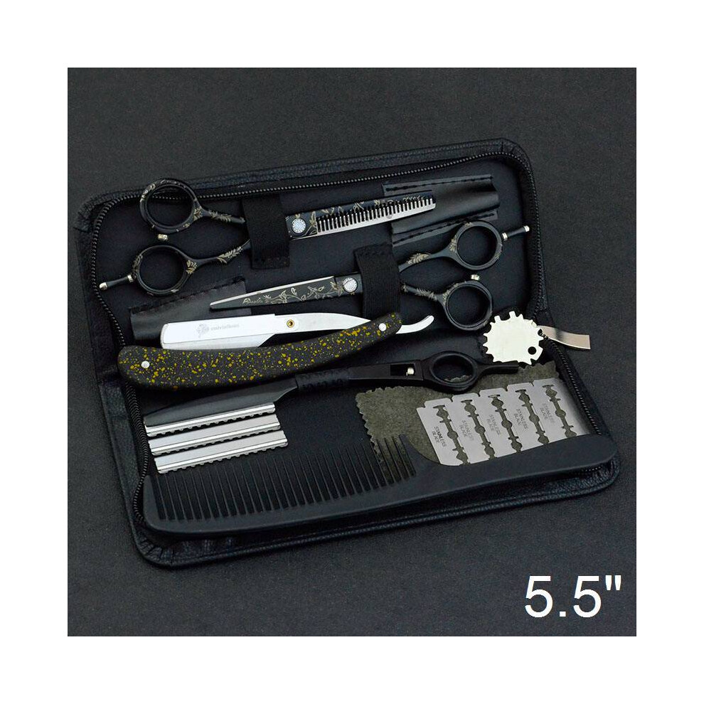(5503C55-Kit 2 Razors)5.5/6.0" Sale Japanese Hair Scissors Professional Scissors Cheap Hairdressing