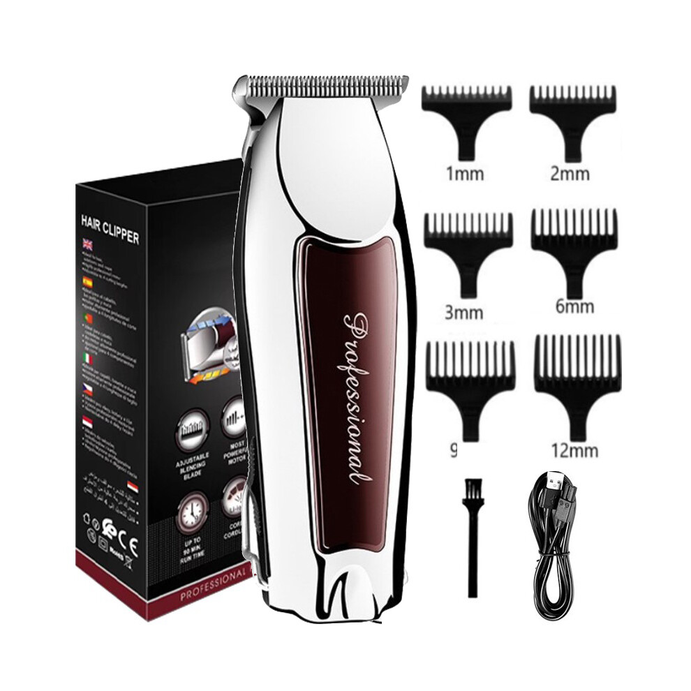 (6 Combs with Box) Rechargeable Cordless Hair Clipper for Men Trimming Professional Electric