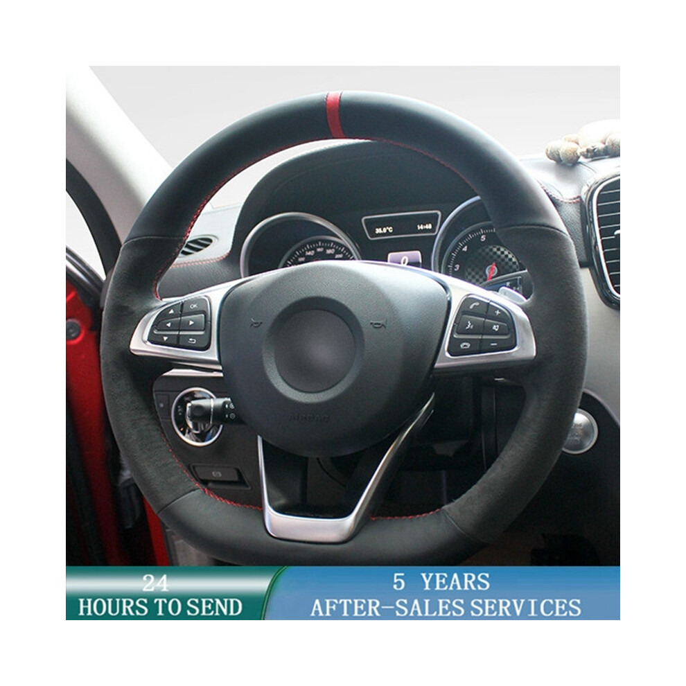 ( Thread)Customized Car Steering Wheel Cover Suede Leather Braid Mercedes Benz W176 W246 W205 C117 Brown 9319708138771