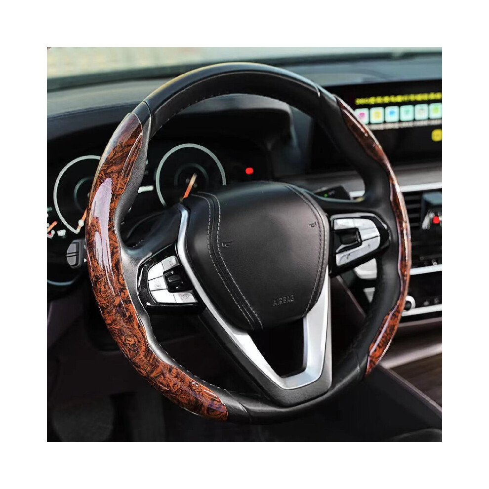 ( Pair) Wood Car Booster Steering Wheel Cover Universal Universal Steering Wheel Cover Brown/Peach/Grain 9319708138580