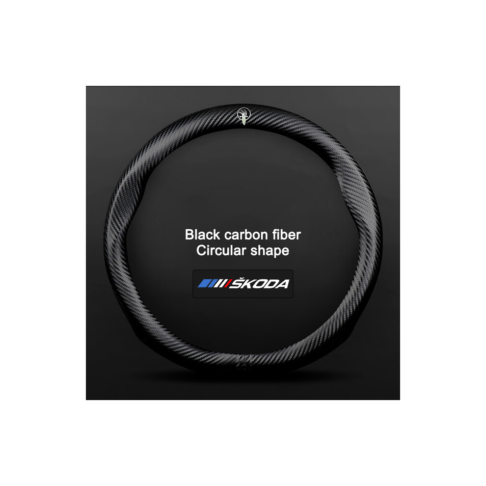 (Carbon Fiber)Carbon Fiber Leather Car Steering Wheel Cover Skoda Octavia A7 Kodiaq Karoq Fabia Superb 9319708139570