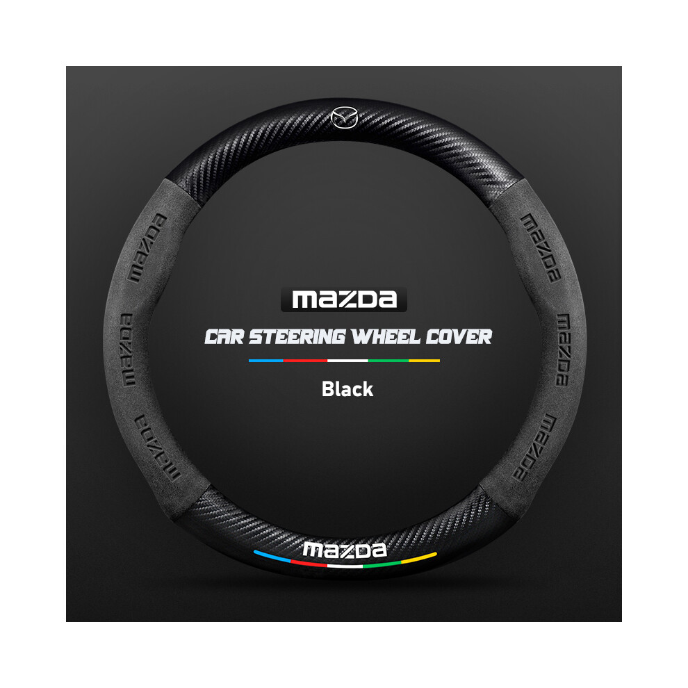 (Oh )Carbon Fiber Car Steering Wheel Cover Alcantara Leather Mazda Series Cx5 6 Cx3 Cx9 2 3 Cx7 Black 9319708140248