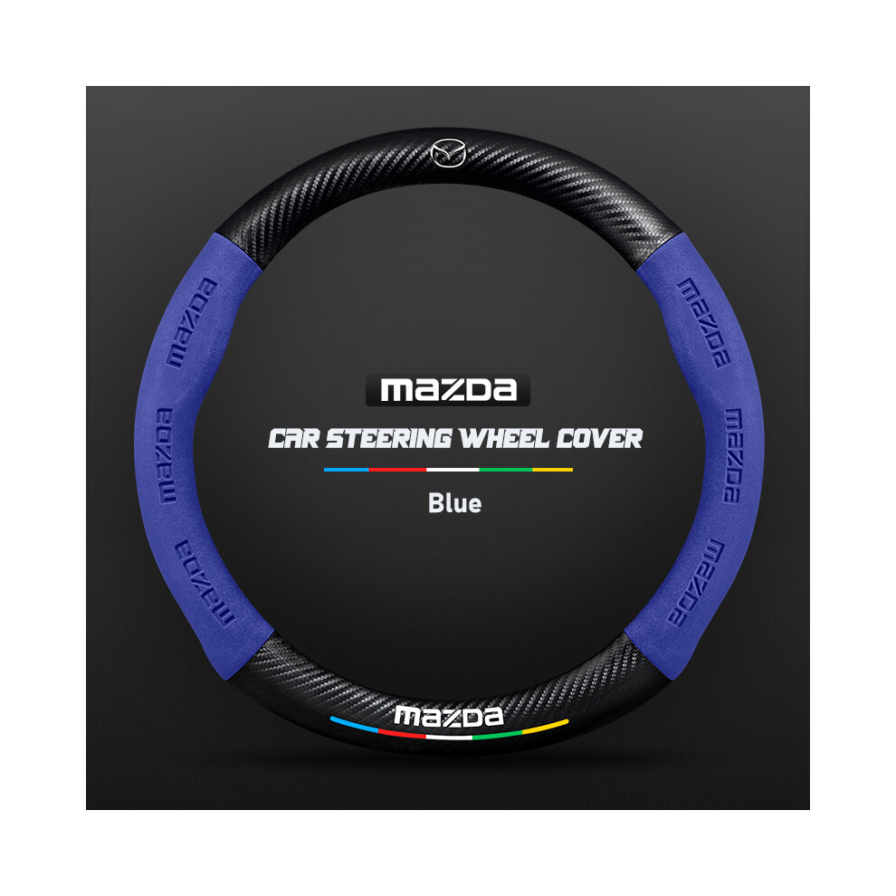 (Oh )Carbon Fiber Car Steering Wheel Cover Alcantara Leather Mazda Series Cx5 6 Cx3 Cx9 2 3 Cx7 Blue 9319708140255
