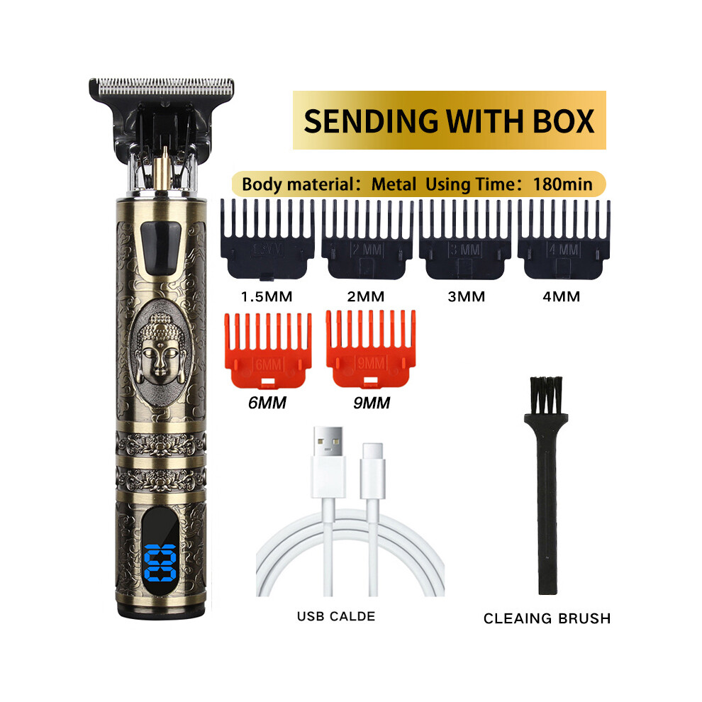 (buddha lcd)Vintage T9 electric hair clipper professional hair clipper for men