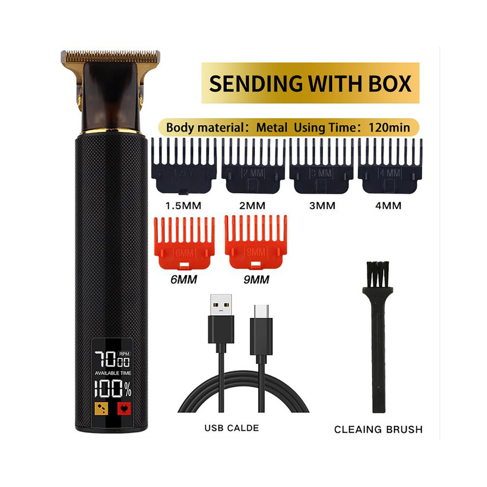 (balck lcd) Vintage T9 electric hair clipper professional hair clipper for men
