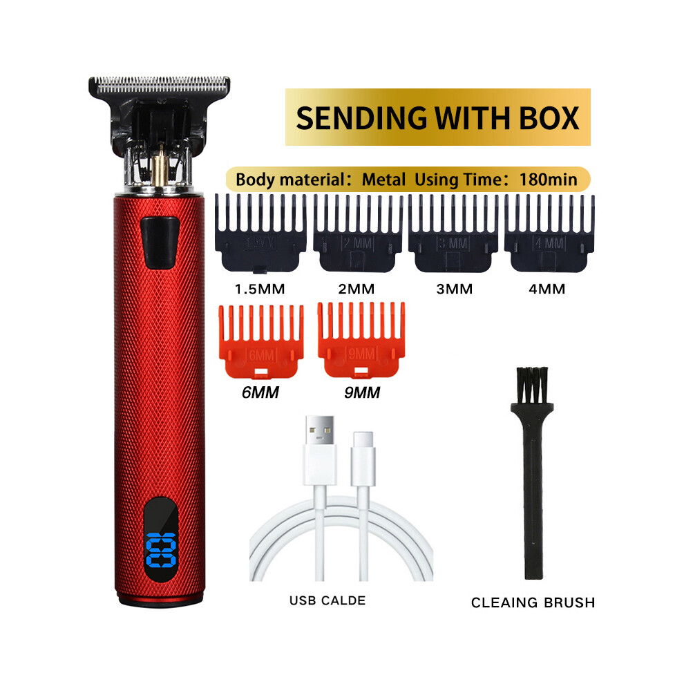 (red lcd)Vintage T9 electric hair clipper professional hair clipper for men