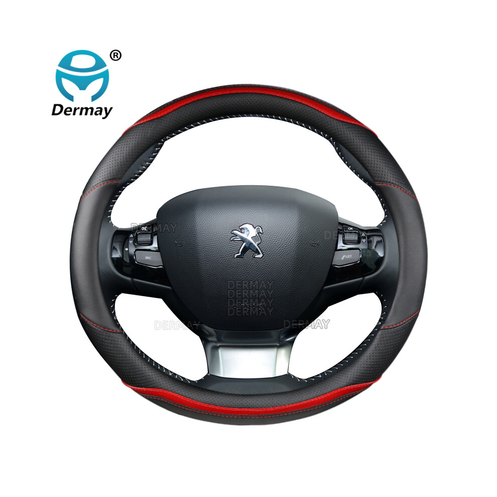 (Red) For Peugeot 308 2014~2020 Ii T9 308 Sw 308 Cc Car Steering Wheel Cover Carbon Fiber + Red 9319708142457