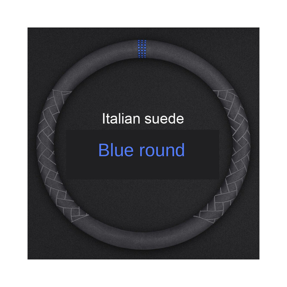 (B)Car Suede Leather Steering Wheel Cover Fur Steering Wheel Cover D Shape Four Seasons Universal 9319708142570