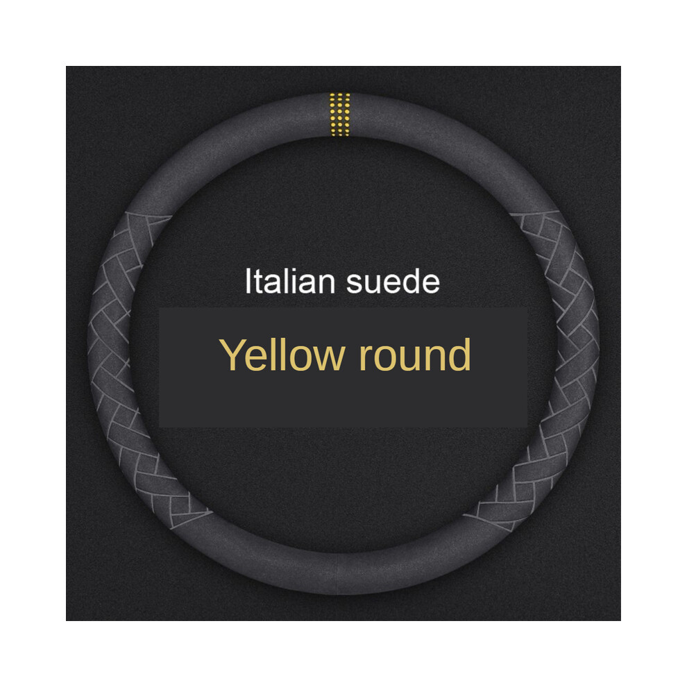 (C)Car Suede Leather Steering Wheel Cover Fur Steering Wheel Cover D Shape Four Seasons Universal 9319708142587
