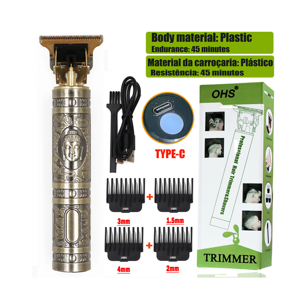 (OHS X2 Buddha)2022 Vintage T9 0mm Professional Hair Clippers Electric Waterproof Rechargeable