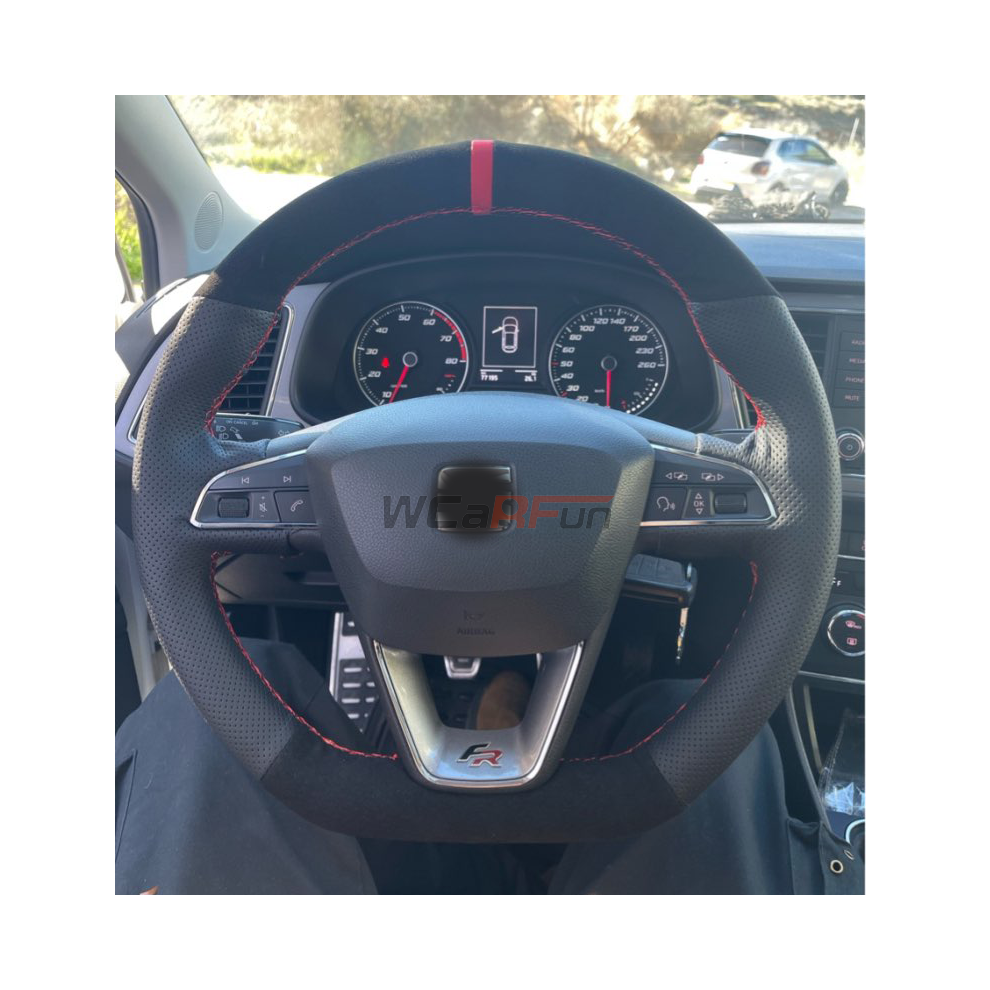 (Style 03)Custom Leather Suede Car Steering Wheel Cover For Seat Leon Cupra R Leon St Cupra 9319708145250